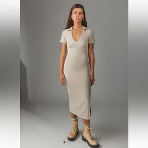 New bodycon sexy midi dress polo slinky metallic